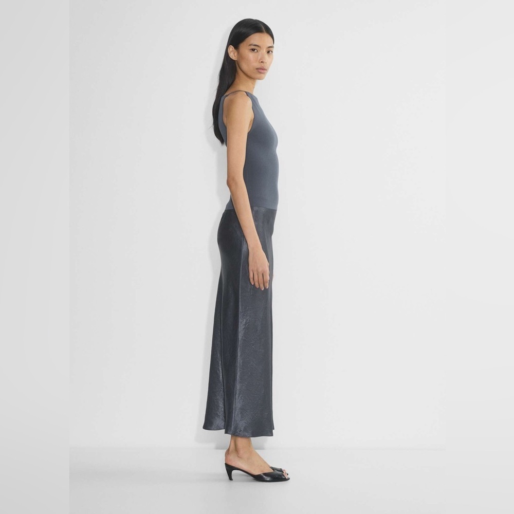 Max Studio Metallic Satin Skirt - Silver - NWT - Picture 2 of 10